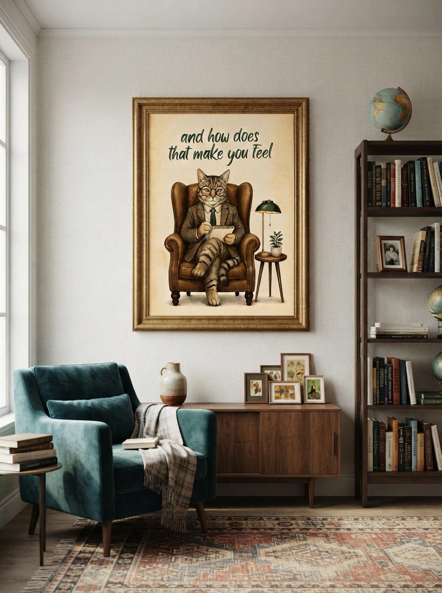 Therapist Cat Wall Art | Funny Therapy Print