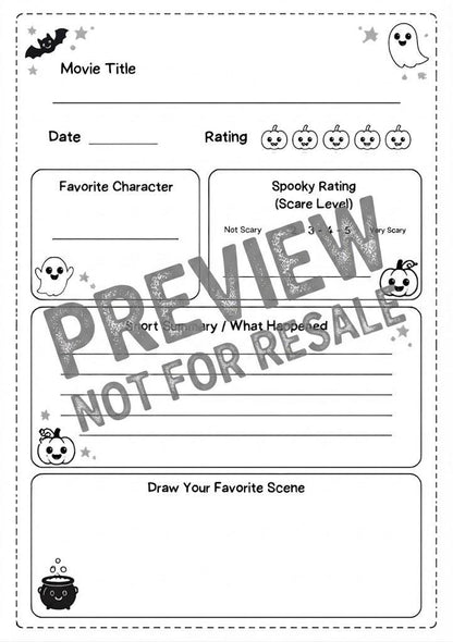 Kids Halloween Movie Journal | Spooky Activity Tracker
