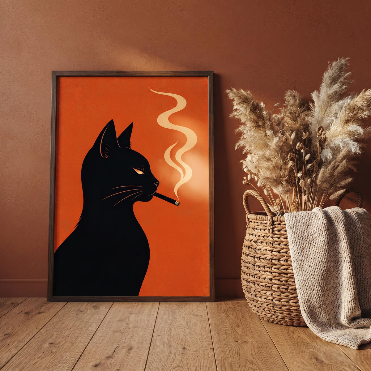 Vintage Cat Art Print | Retro Smoking Cat Poster