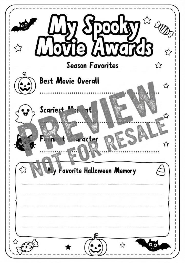 Kids Halloween Movie Journal | Spooky Activity Tracker