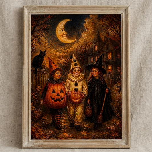 Vintage Halloween Kids Wall Art | Retro Trick Or Treat Print