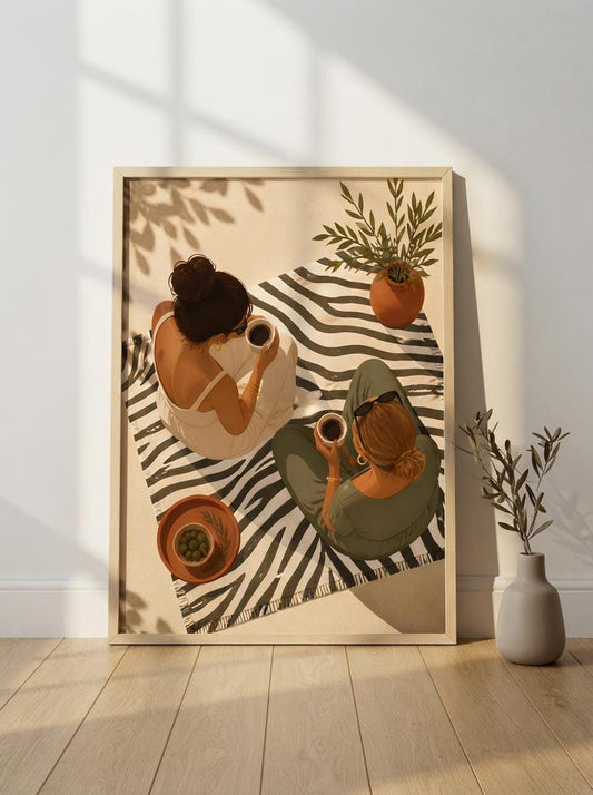 Coffee with Friends Print | Minimalist Kitchen Wall Art
