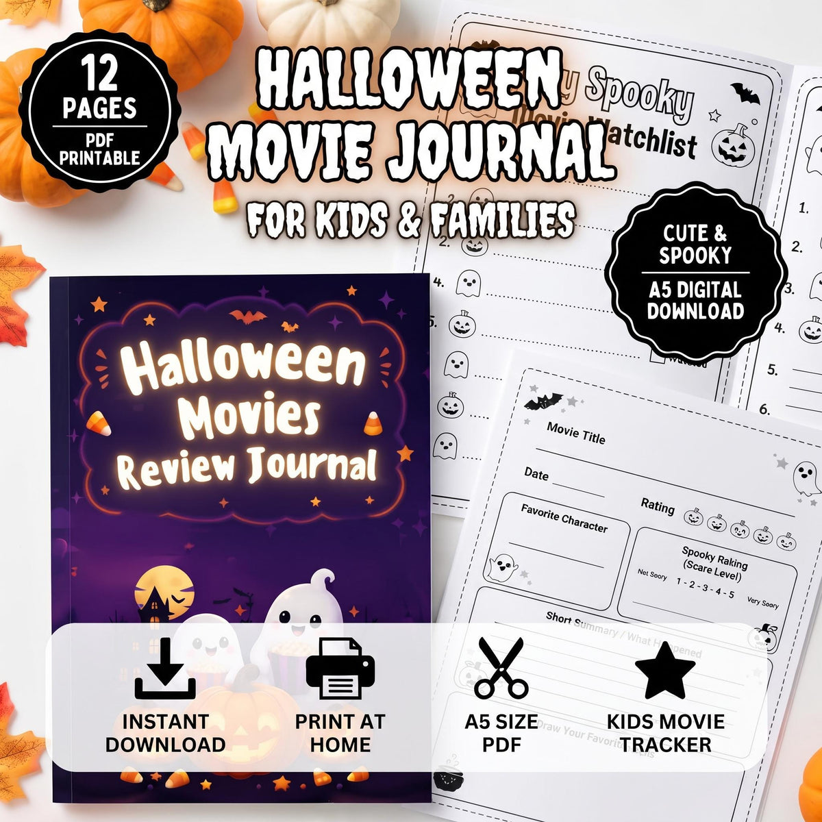 Kids Halloween Movie Journal | Spooky Activity Tracker