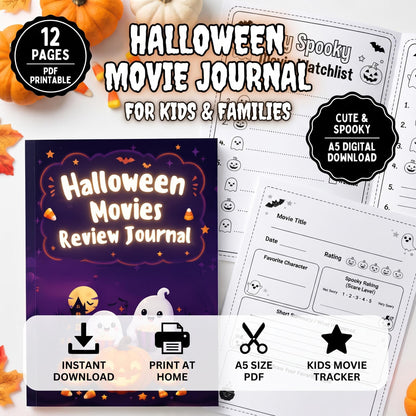 Kids Halloween Movie Journal | Spooky Activity Tracker