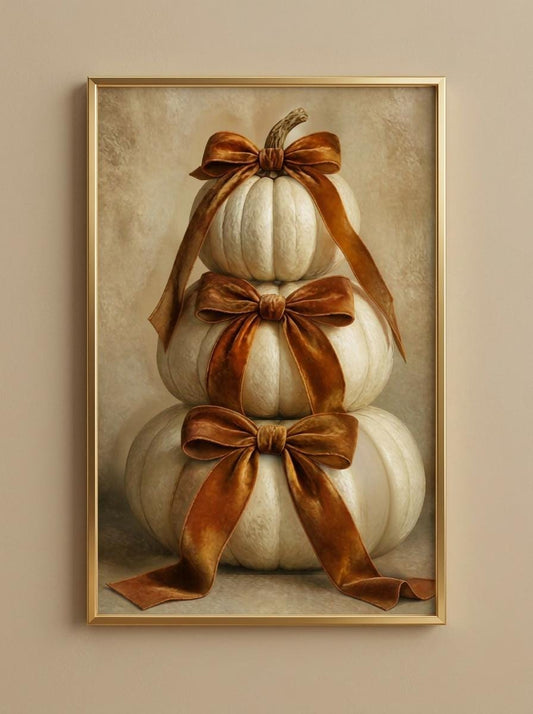 Neutral Pumpkin Wall Art | White Pumpkins Print