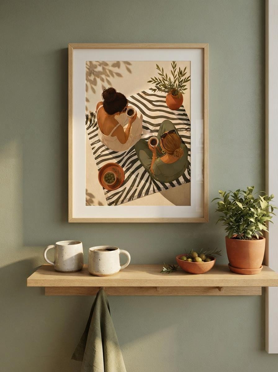 Coffee with Friends Print | Minimalist Kitchen Wall Art