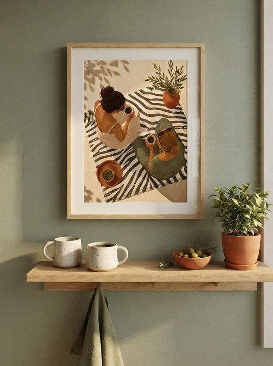 Coffee with Friends Print | Minimalist Kitchen Wall Art