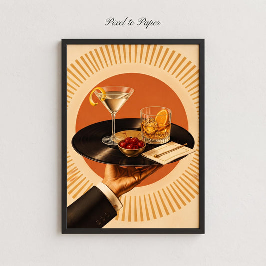 Retro Cocktail Art Print | Vintage Vinyl Wall Decor