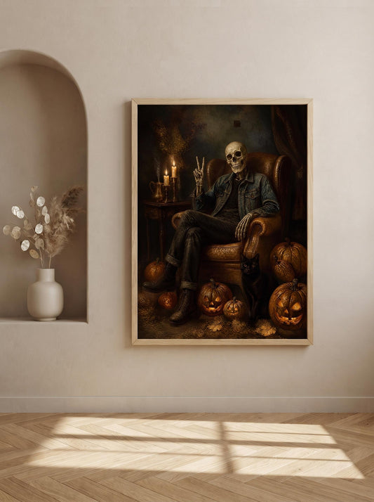 Skeleton Wall Art Print | Denim Skeleton Poster