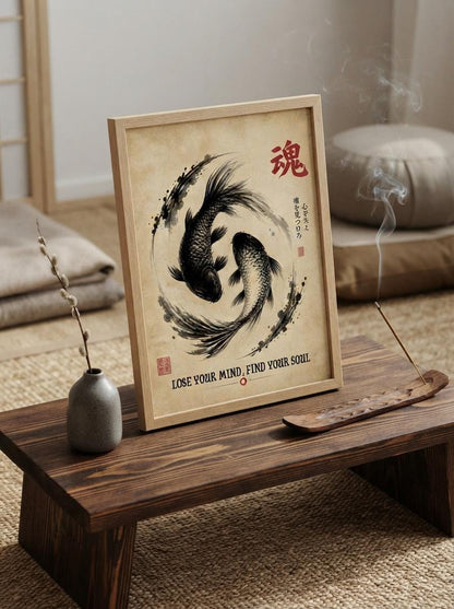 Japanese Koi Fish Wall Art | Yin Yang Fish Print