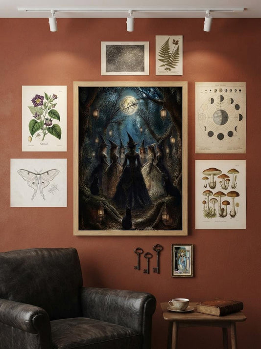 Enchanted Forest Witch Wall Art | Dark Academia Decor