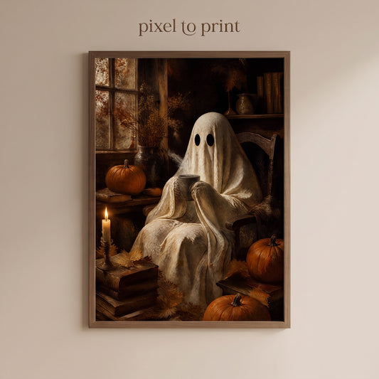 Cozy Ghost Wall Art | Cute Spooky Fall Decor