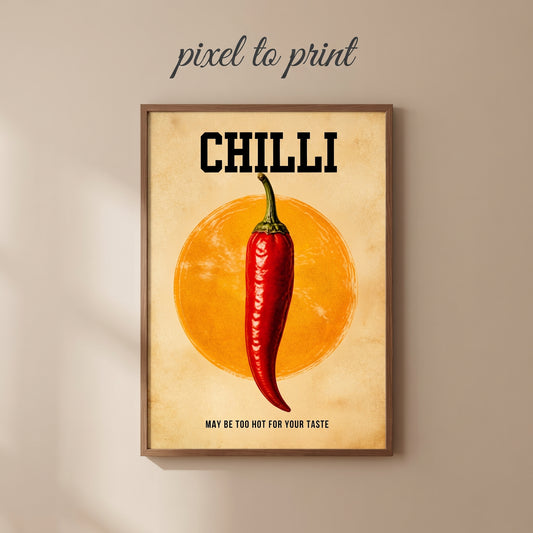 Chilli Pepper Art Print | Retro Pop Food Poster