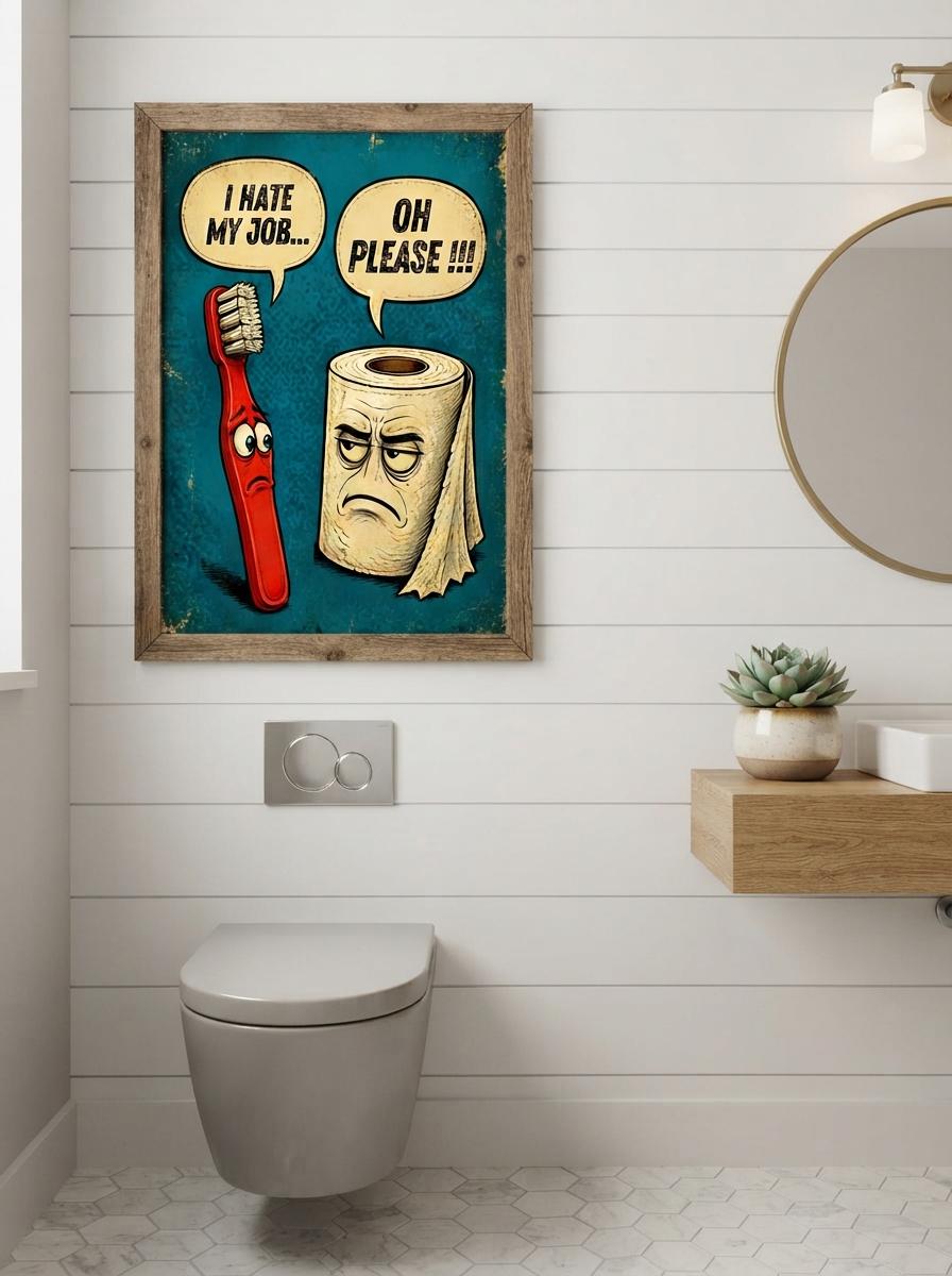 Funny Bathroom Wall Art | Sarcastic Toilet Paper Sign