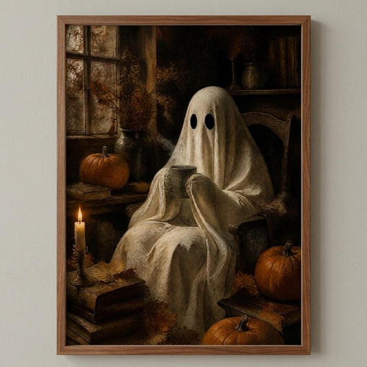 Cozy Ghost Wall Art | Cute Spooky Fall Decor