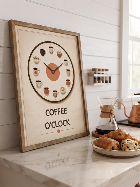 Coffee O Clock Poster | Modern Coffee Time Print