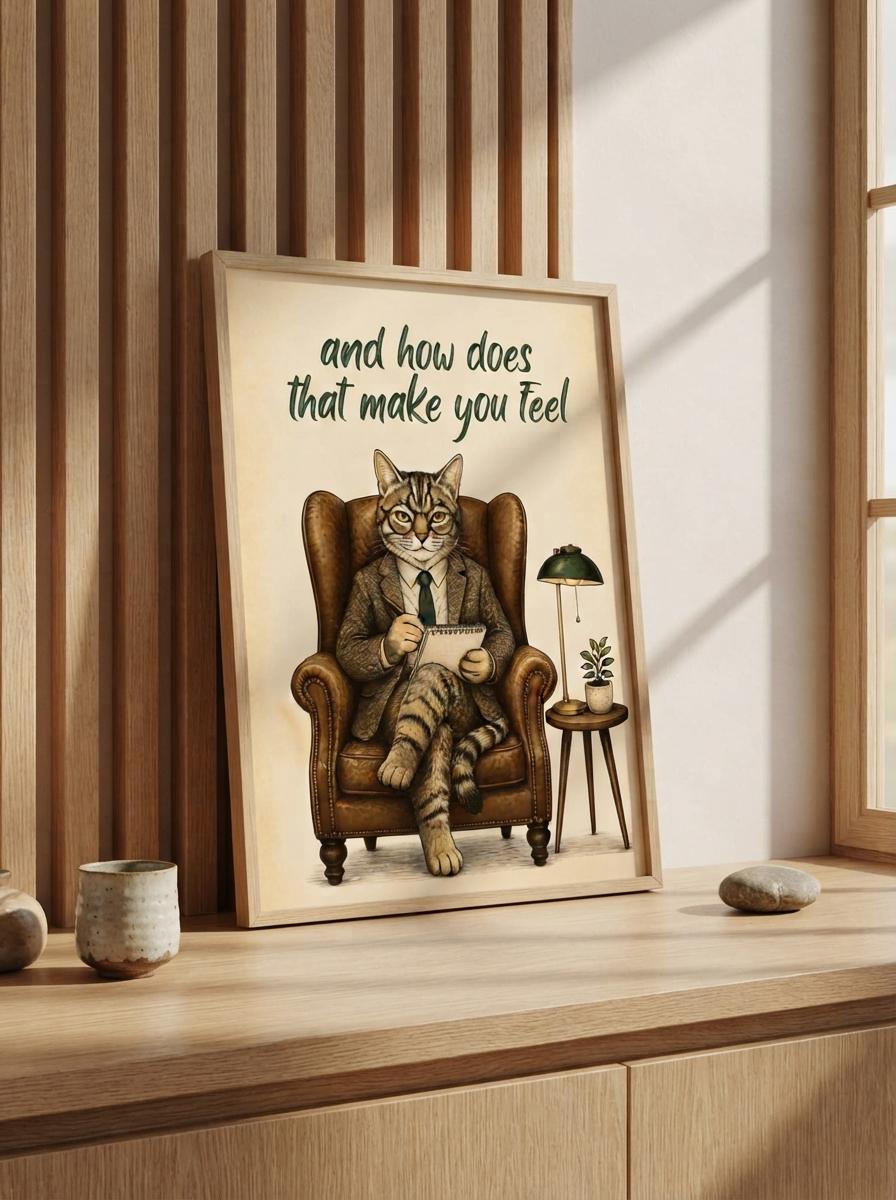 Therapist Cat Wall Art | Funny Therapy Print
