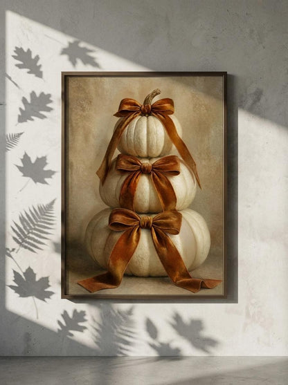 Neutral Pumpkin Wall Art | White Pumpkins Print