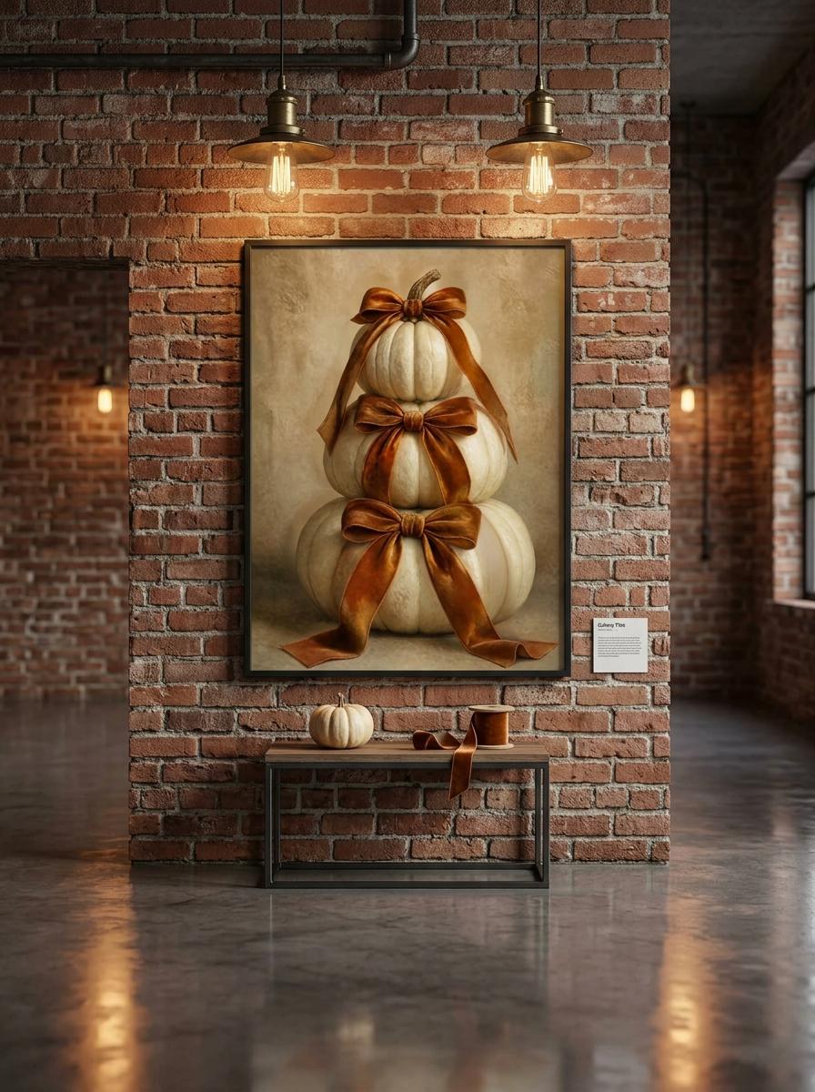 Neutral Pumpkin Wall Art | White Pumpkins Print