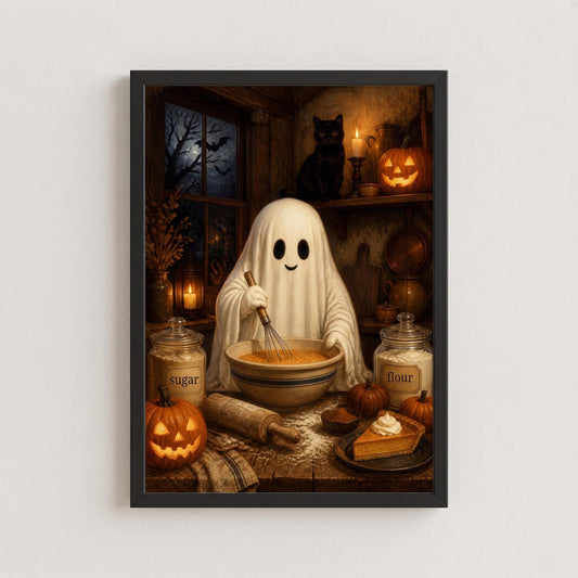 Cute Ghost Baking Print | Spooky Halloween Kitchen Art