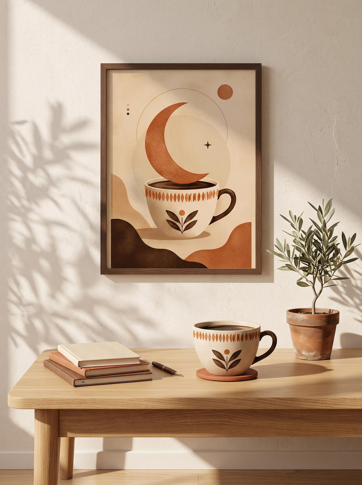 Surreal Coffee Wall Art | Minimalist Moon Poster