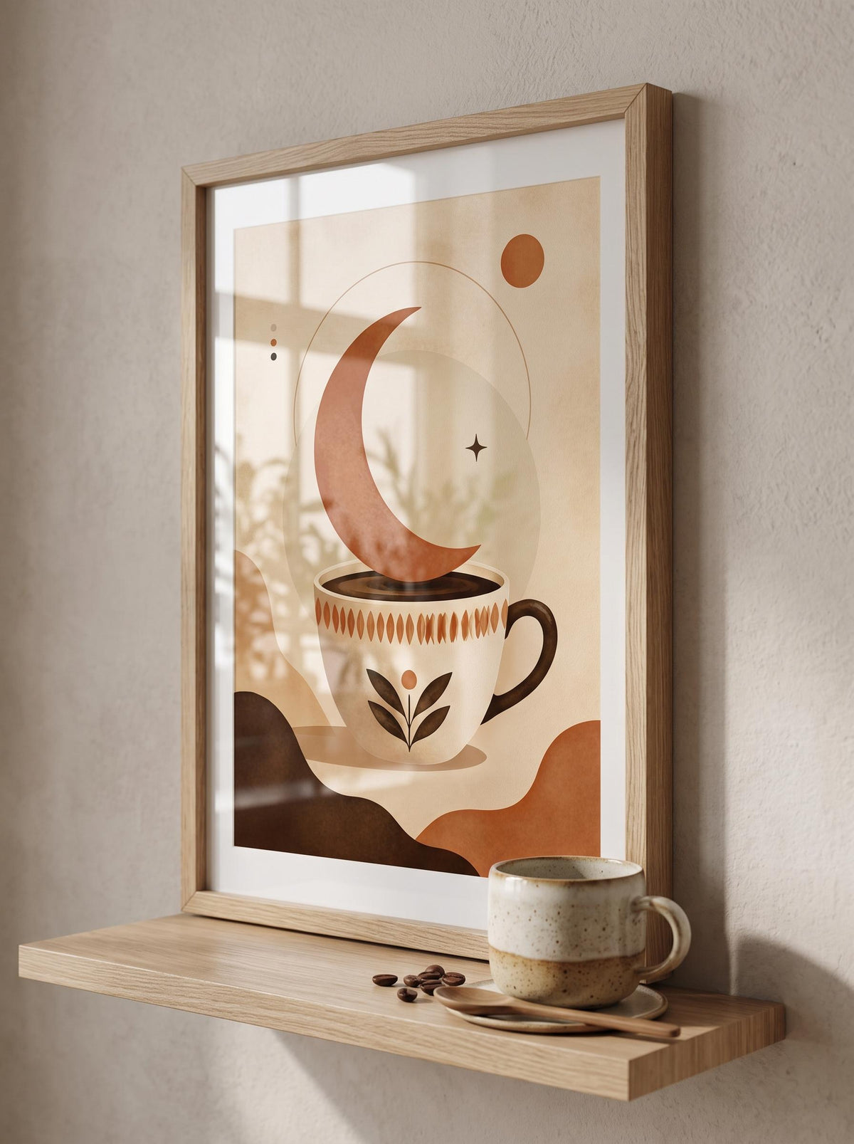 Surreal Coffee Wall Art | Minimalist Moon Poster