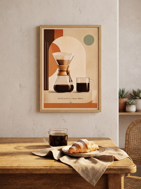 Pour Over Coffee Wall Art | Minimalist Chemex Poster