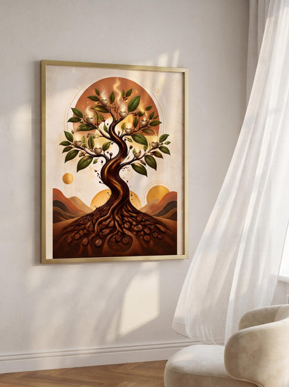 Tree of Life Coffee Art Print | Surreal Espresso Bean Decor