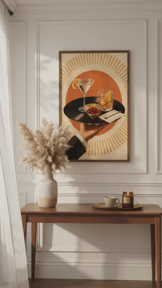 Retro Cocktail Art Print | Vintage Vinyl Wall Decor